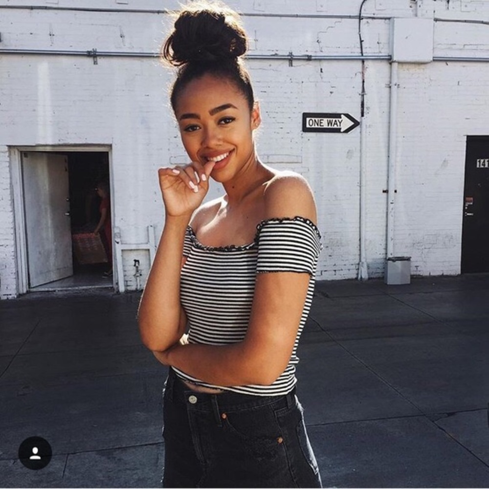 brandy melville striped jessie off shoulder top